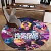 1pc KPOP Demon Hunters Anime Cartoon Design Round Carpet  Office Chair Mat, NonSlip Rug for Home Decor, Living Room, Bedroom
