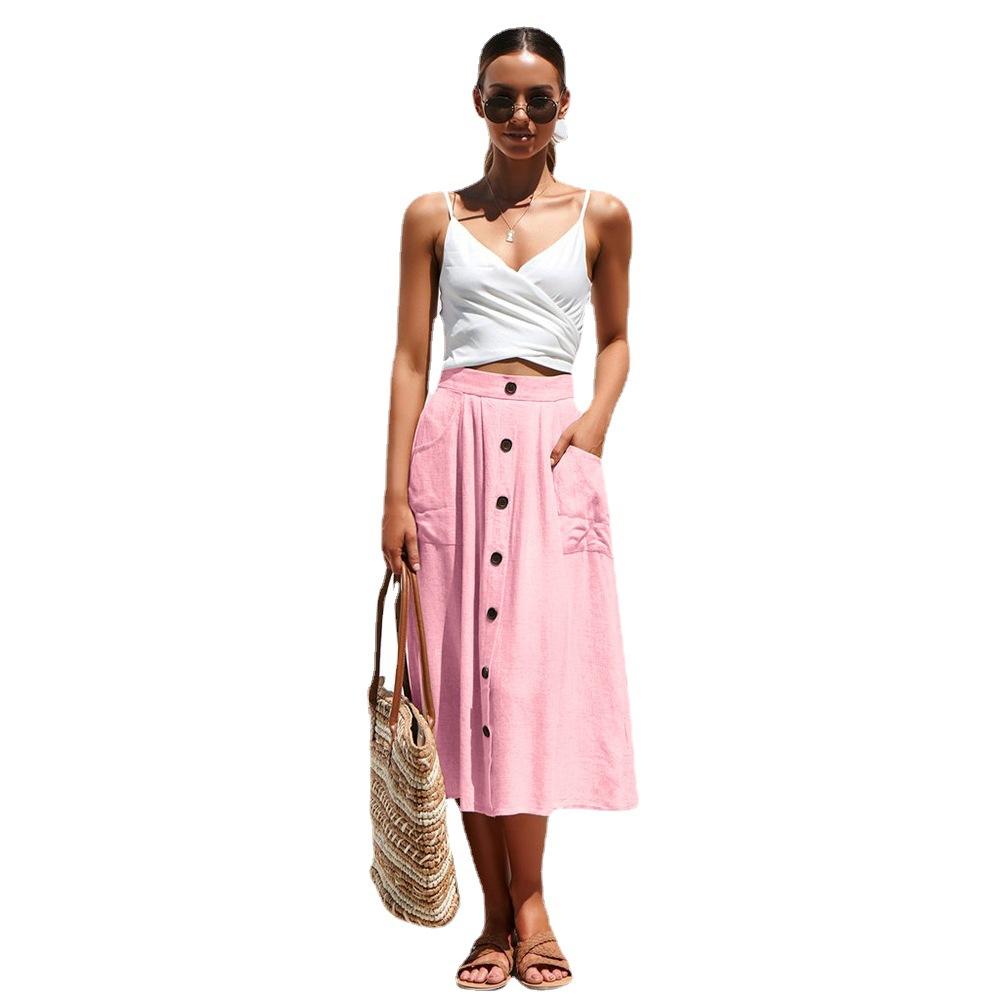 Spring and Summer Women's Skirt Plus Size Loose Pocket Half-body Skirt