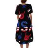 Women's Fashionable Casual V-neck Short-sleeved Independence Day Printed Dress