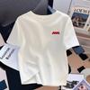 Women's Summer 2025 Milk Apricot Loose Pure Cotton Short Sleeve T-shirt - Versatile Texture