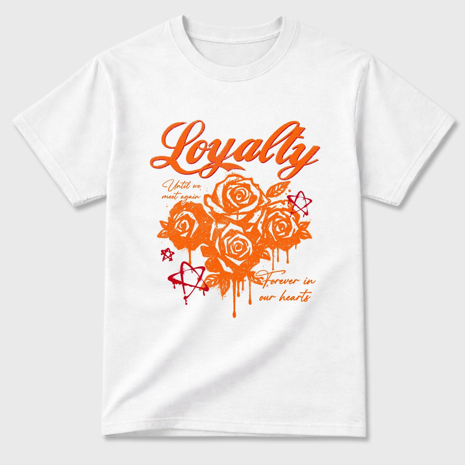 Loyalty graphic tee. Streetwear Brand Graphic T-Shirt. 3s Orange Citrus S