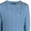 Polo Ralph Lauren Solid Logo Embroidered Cable Knit Pullover Sweater Men Sweaters Light-Blue 710775885-051