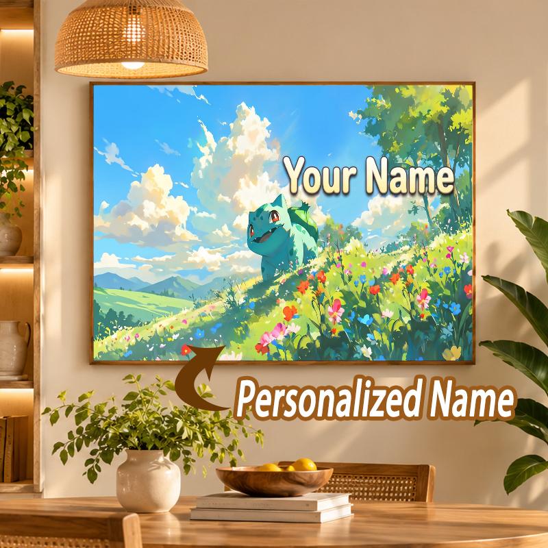 Bulbasaur Custom Name Diamond Painting Personalized 5D Full Drill DIY Diamond Art Home Decor