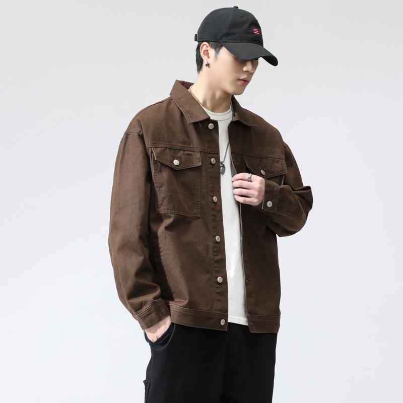 Denim Jacket Men's Spring New Loose Trendy Brand Handsome Denim Jacket Spring and Autumn Men's Work Jacket Trendy