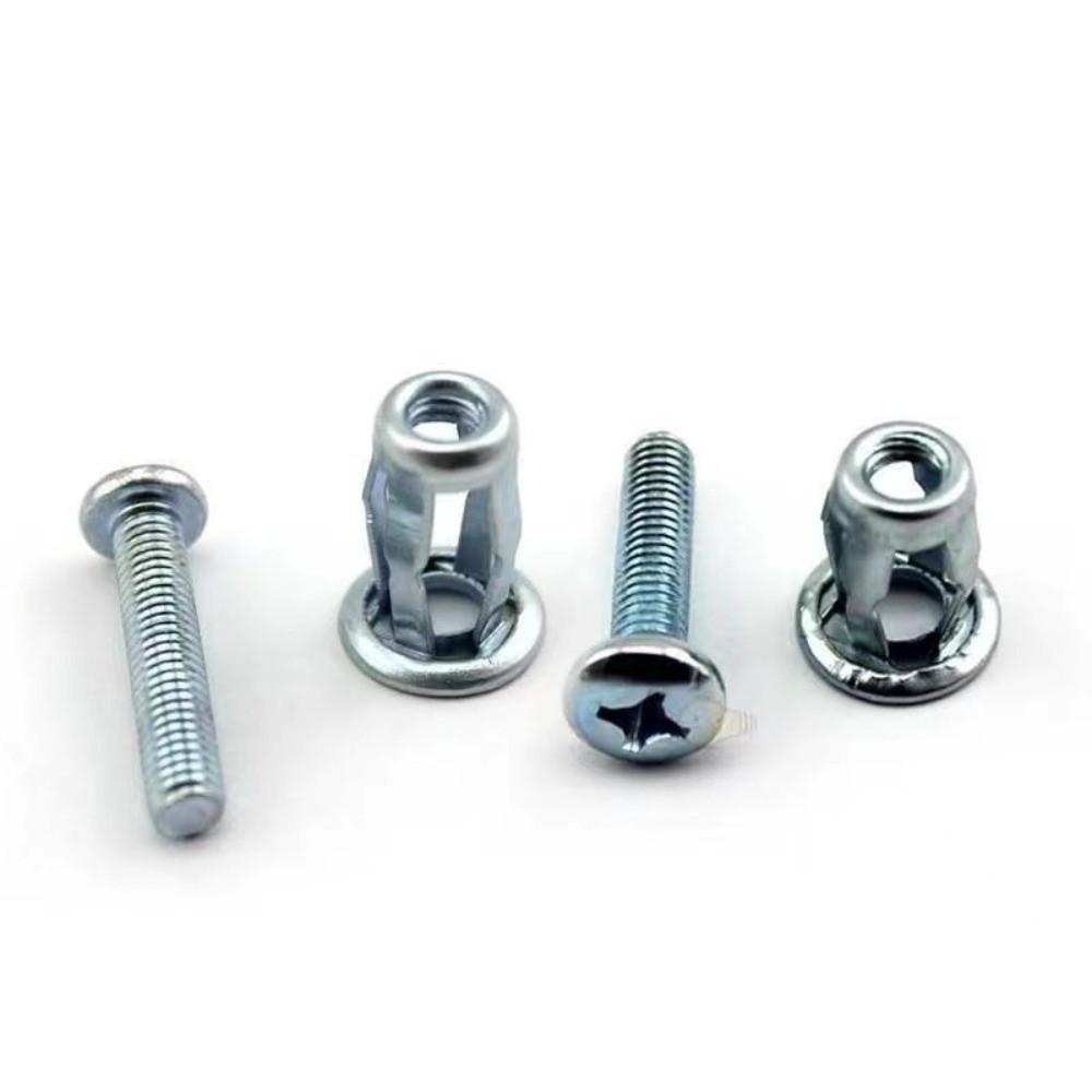 50pcs Metal Jack Nuts Screw Fixed Bolt Board Expansion Plugs Anchors Rivet Nut  Board Wall