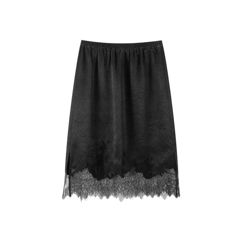 PEACEBIRD Women's Acetate Satin Lace Midi Skirt