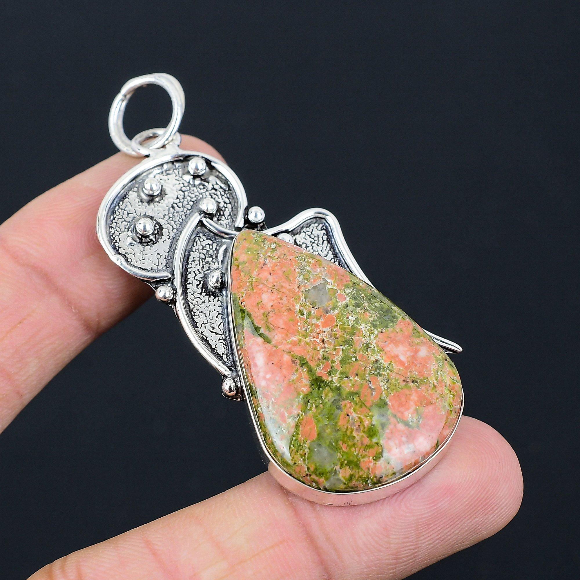 

Gift For Women Jewelry Pendant 925 Sterling Silver Natural Unakite Gemstone