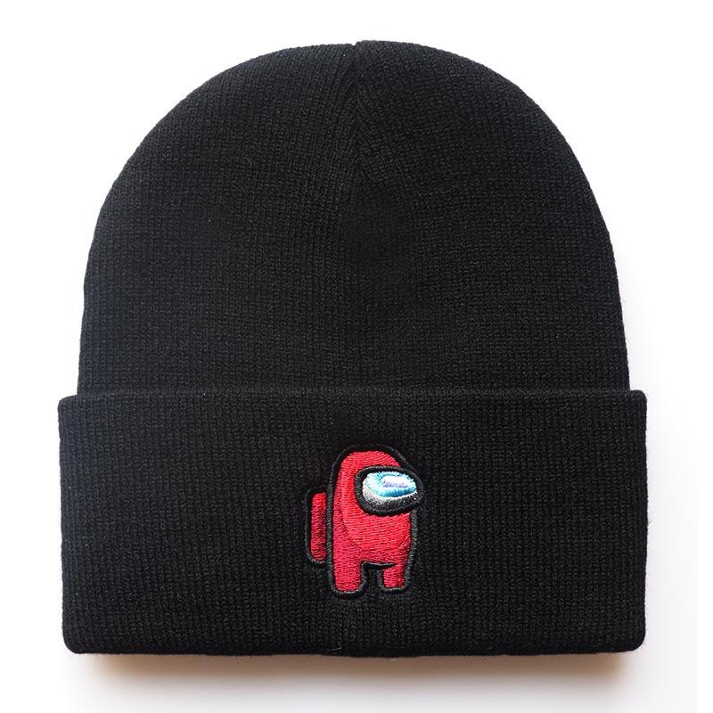 Among us Game Embroidery Impostor Knitted hat, warm woolen hat, anime cartoon student pullover hat Adjustable