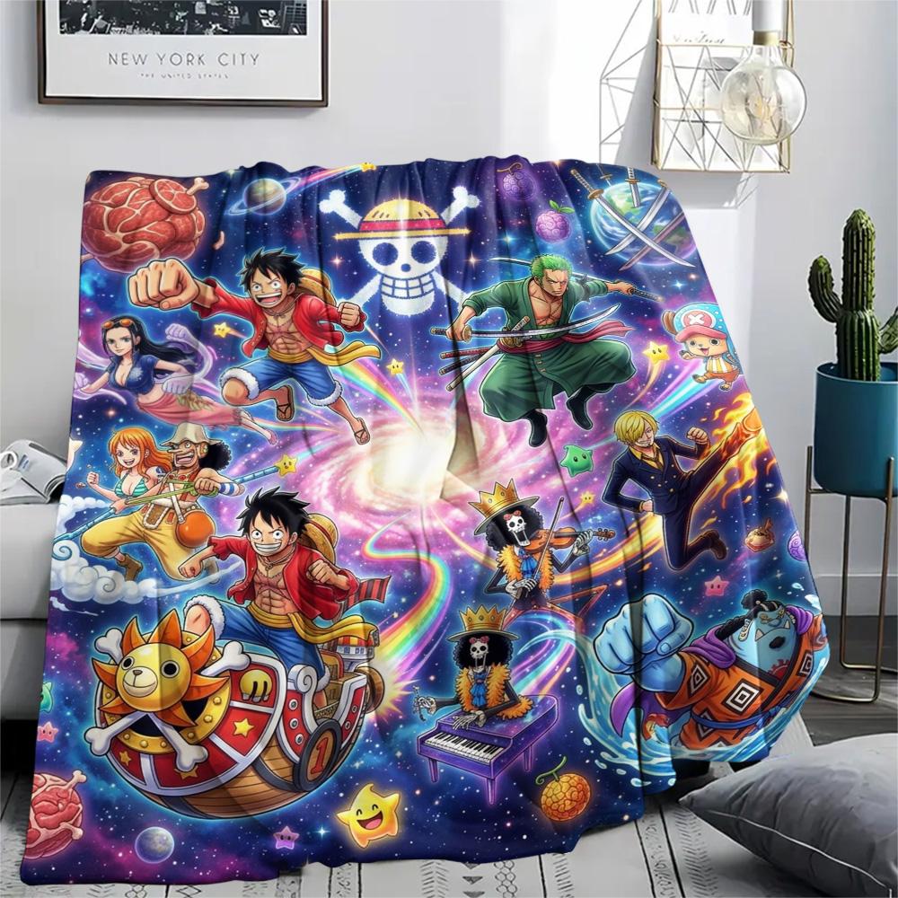 One Piece Luffy Flannel Blanket Comfortable Warm Style Print for Sofa Bed Chair Picnic Home Travel.-TING