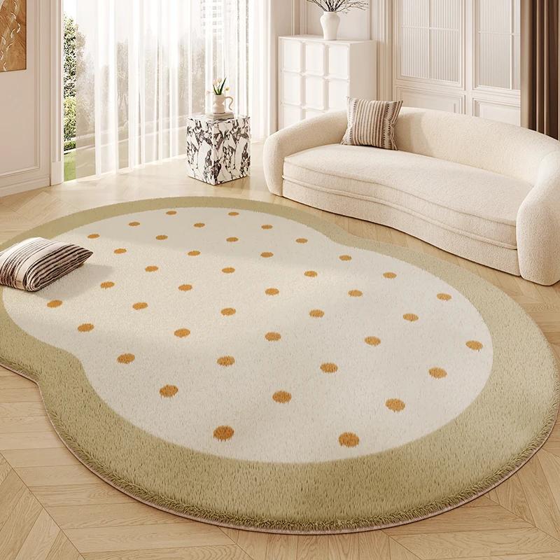 Cream Style Carpets for Living Room Fluffy Soft Bedroom Decor Solid Color Carpet Irregular Shape Plush Rug Home Thick Floor Mat