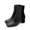 Nontheless Square Toe Back Zipper Midi Boots / Black