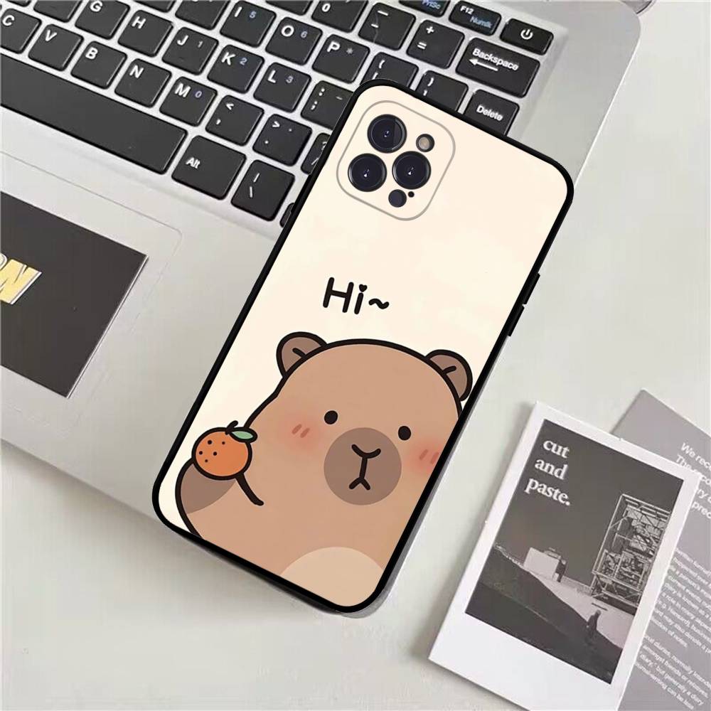 Cartoon Capybara Phone Case For IPhone 17 16 15 14 11 12 13 Mini Pro XS Max Plus Funda Shell