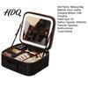 Makeup Bag with LED Mirror USB Charging Case Rechargeable Adjustable Dividers Travel Cosmetic Light-up 3 Color Lights