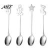 Long Handle Stirring Spoons 4Pcs Christmas Dessert Spoons, Stainless Steel Coffee with Gingerbread Exquisite Gift Boxed Man Star Stocking Snowman