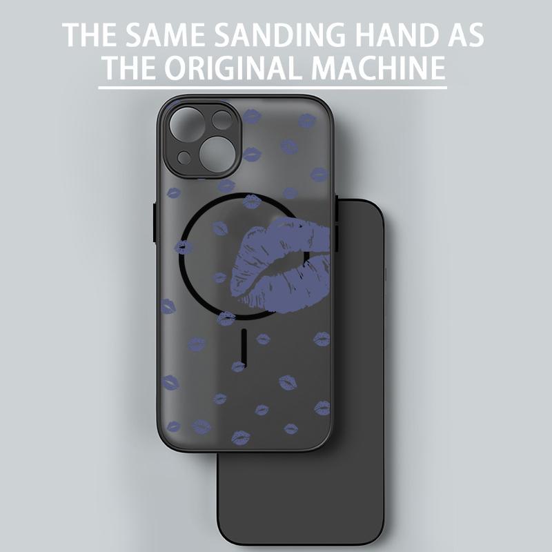 Color Lips Pattern Clear Matte Wireless Charge Case For iPhone 16E 16 Pro Max 15 Pro 14 13 Soft Edge Shockproof for Magsafe Magnetic Phone Cover