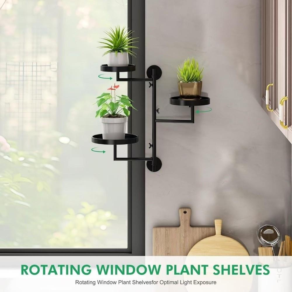 Rotating Window Plants Stand Metal Indoor Plant Shelves New Plant Wall Shelf  Modern Decor