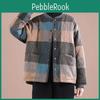 Womens And Thickened Autumn Winter Warm Plaid Pattern Baseball Jacket Ethnic Wind Warm Jacket