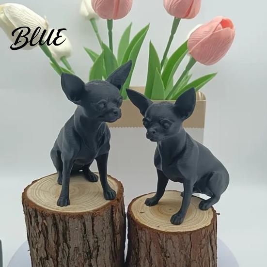 Modern Fekete Kutyaszobor 3D Nyomtatott Csivava Figurina, Szobor, Műanyag Asztali Kisállat Dísztárgy Kölyök Szobor Asztali Dekorációhoz, Ajándék Szeretőknek Stabil