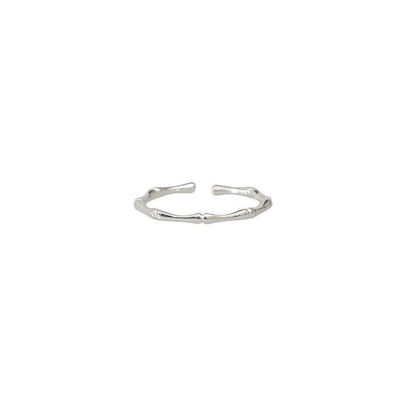 Sterling Silver Bamboo Joint Women's Pinky & Index Finger Ring - Simple Luxury, Niche Design, Adjustable Plain Band.
