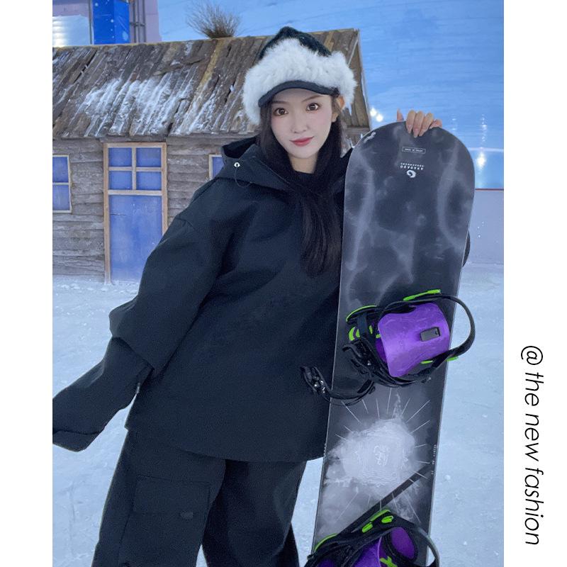 

«Зимний водонепроницаемый горнолыжный костюм»: Унисекс, плотный и теплый, двухкомпонентный с капюшоном для занятий спортом на открытом воздухе. M