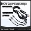 Ice Crystal 120W Tri-Head Fast Charging Cable for Apple, Android, Huawei