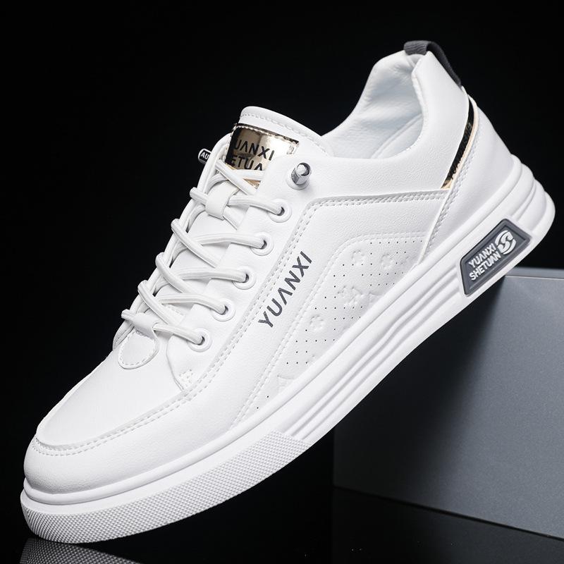 British Style Walking Flat Designer Shoes Mens PU Leather Board Shoe Outdoor Lightweight Leather Casual Breathable Sports Shoes