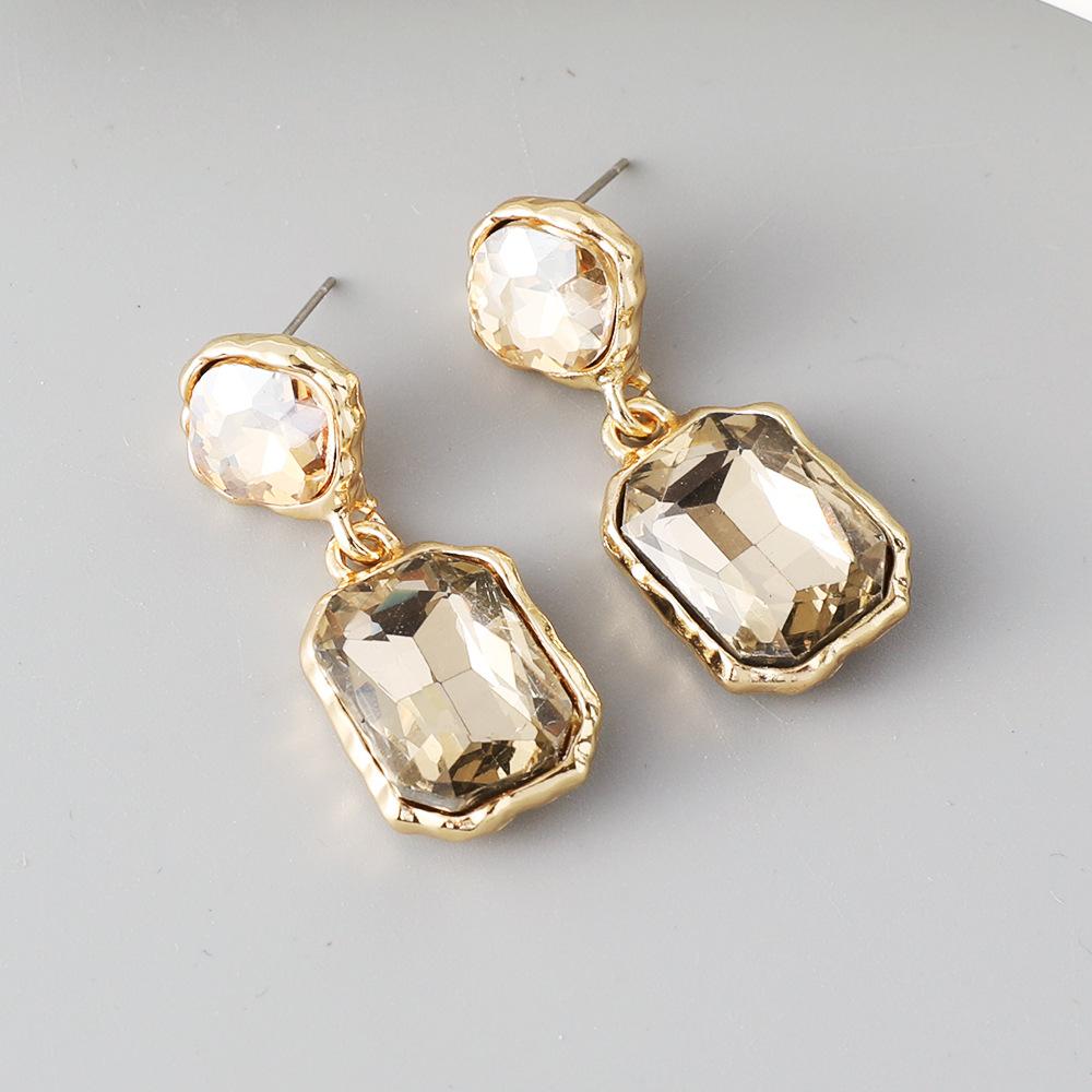 

Digadagu Metal Rhinestone Square Dangle Earrings New Women s Elegant Luxury Earrings Daily Zircon Accessories золотой