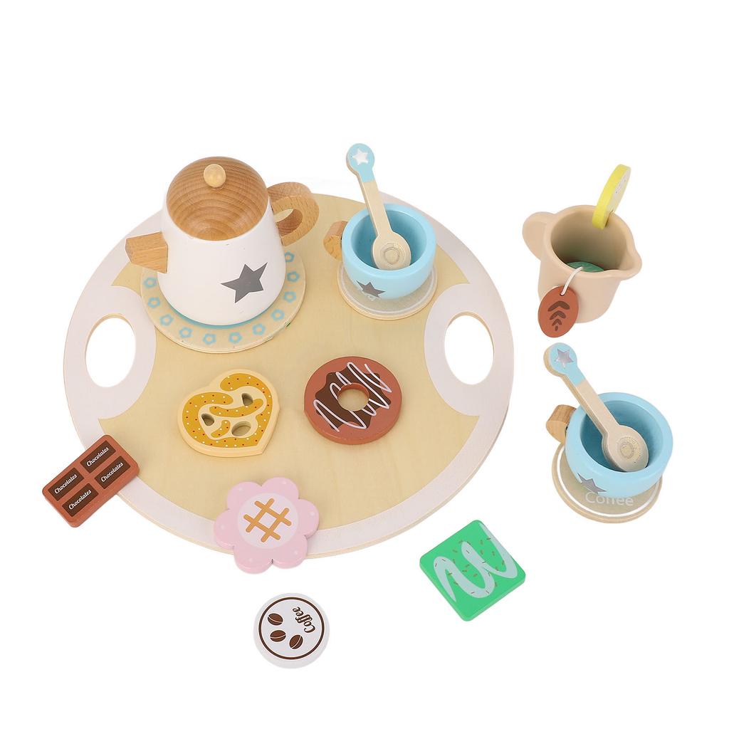 Wooden Teapot Tea Cup Set for Little Girls Role Playing Enhance Social Skills Pretend Wood Tea Set