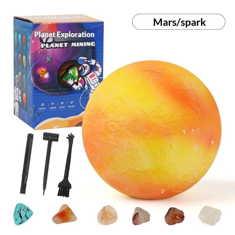 Excavation Planet Digging Kit Hidden Colorful Gems Safe Easy-Grip Digging Tools Puzzle Toy for Kids Group Play Time