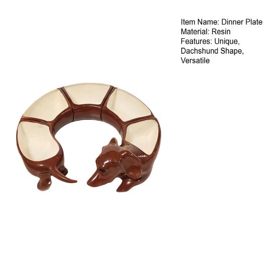 Bandeja de Aperitivos Dividida Vintage Dachshund 5 Compartimentos Bandeja para Servir Resina Plato para Snacks para Queso Frutos Secos Frutas Regalo Decorativo para Amantes de los Perros Anfitriones