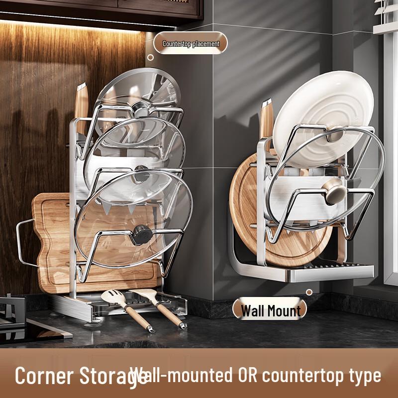 2-Tier 316 Stainless Steel Pot Lid Rack