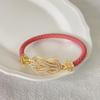 2026 Thick-plated 18K Gold, Half-diamond with Diamond 8-character Horseshoe Buckle Bracelet, Natal Year Red Rope, Hand Rope, Advanced Sense