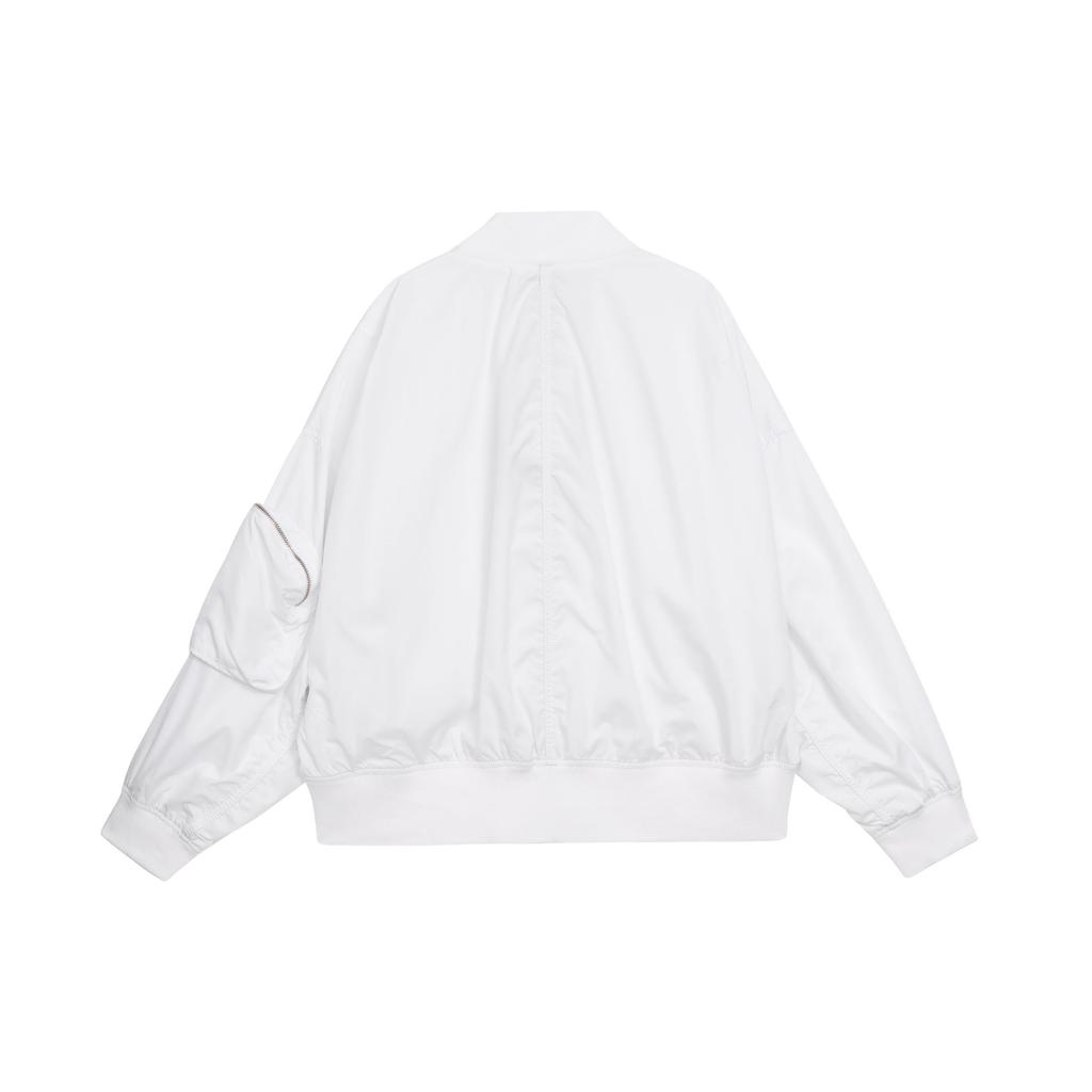 Nike Sportswear Essentials Solid Color Casual Baseball Collar Long Sleeve Jacket Women jackets White FN2840-100