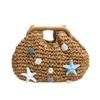 Beach Vacation Straw Bag With Shell Shape And Chain Strap For Summer Resort Wear