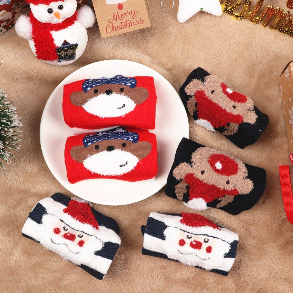 Cute Autumn Winter Elk Bear Xmas Gift Christmas Animals Socks Cartoon Stockings Colorful Cotton