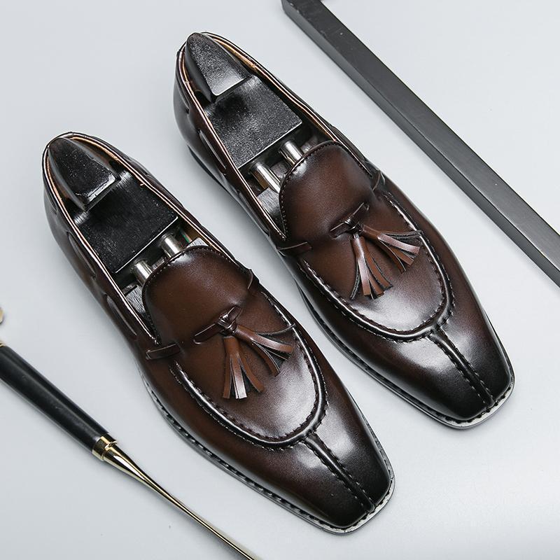 Leder Schuhe in großer Größe Herren Britische Slipper Business Casual Schuhe Ein-Pedal Doudou Schuhe Jugend Fransen Kleine Lederschuhe
