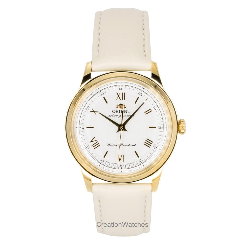 Orient Bambino Leather Strap White Dial Solar RA-WK0001S Men's Watch