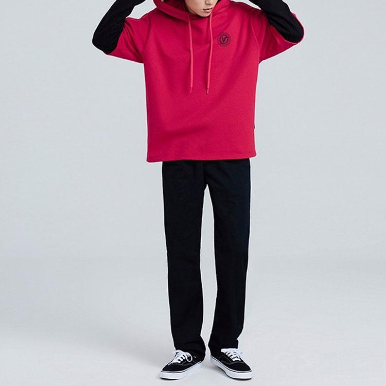Vans Spliced Red And Black Faux Two-Piece Letter Print Sweatshirt Unisex Tops VN0A3QTQ0PZ