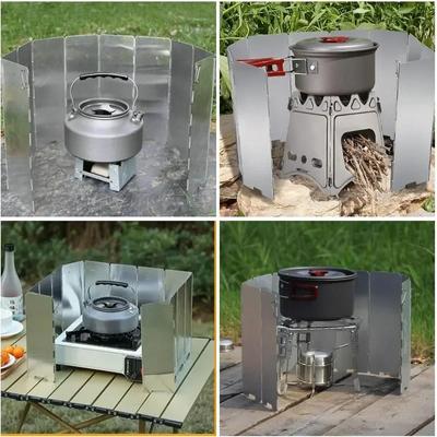 Outdoor 10Plates Foldable Wind Shield Camping Stoves Windshield Foldable Gas Cookers Wind Deflectors Stove Windproof Screen Tool