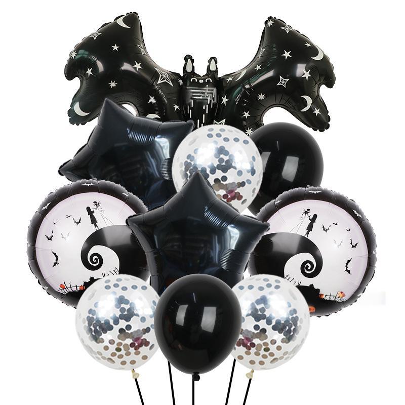 Halloween Pumpkin Cat Skull Ghost Aluminum Film Alien Latex Balloon Set Family Holiday Arrangement Gift