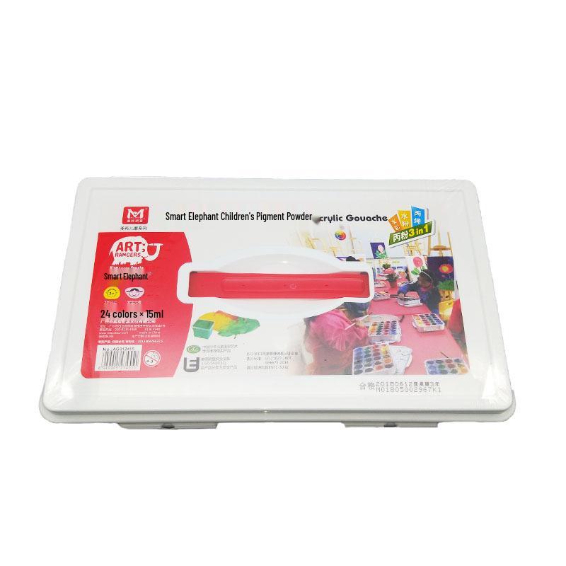 Meibang 24-Color Smart Elephant Jelly Box Gouache Paint Set, 15ml Solid Pigment Powder for Children.