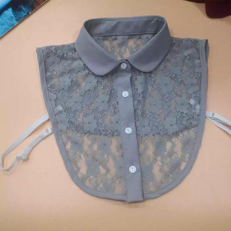 

Модная серая кружевная рубашка с искусственным воротником, женская белая блузка с искусственным воротником, черные съемные топы, женская одежда, аксессуары