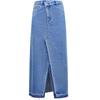 Women's High-Waist Slit A-Line Mid-Length Denim Skirt