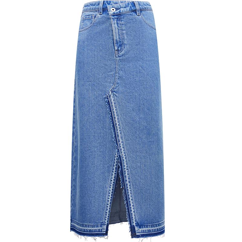 ONLY Women s High-Waist Slit A-Line Mid-Length Denim Skirt M