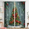 2pcs,2D Plane Printing Contemporary Curtains Christmas Tree Snow Ornaments_a Versatile Polyester Fabric (without Rod) Room Decor