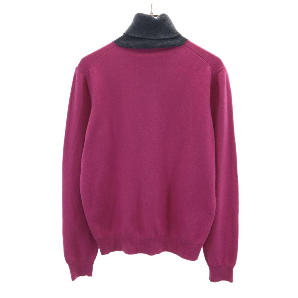 Hermes Made In Italy Cashmere Blend Long Sleeve Two-tone Turtleneck Sweater Women Used