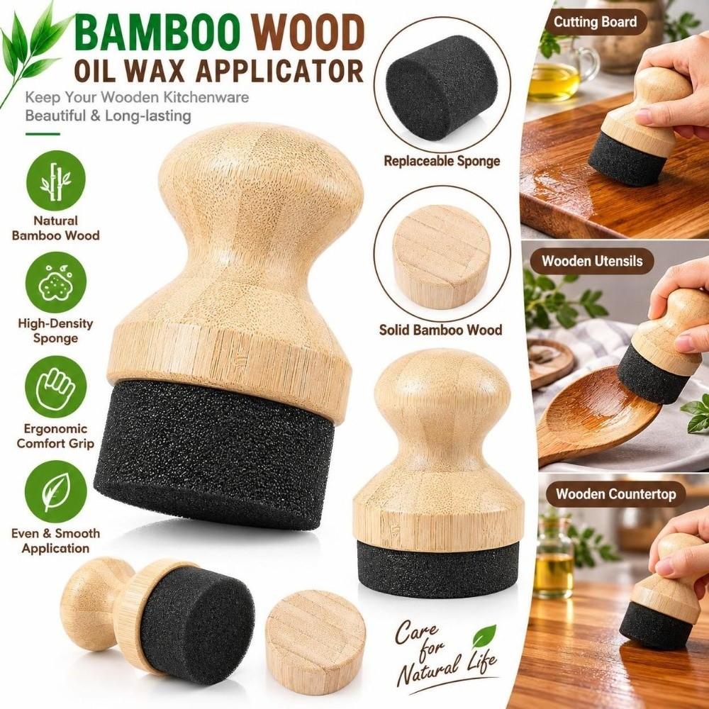 2 Pcs with Lid Cutting Board Oil Applicator Wood Sponge Wooden Sponge Applicator  Kitchen Care