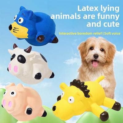 Pet Latex Sound-producing Toys - Cartoon Lion and Dog Toys, Chewable and Teething Toys, Flying Pig Toys, Lying-down Cow and Dog Toys