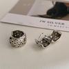 925 Silver Branch Earrings For Women Vintage Texture Hollowing Out Wide Jewelry Birthday Gift