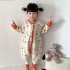 Kids Cotton Sleepsuit With Leg Separation Warm Winter Pajamas Anti-Bacterial Unisex Toddler Sleepwear